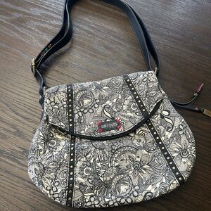 Sakroots Black and Cream‎ Paisley Shoulder Bag